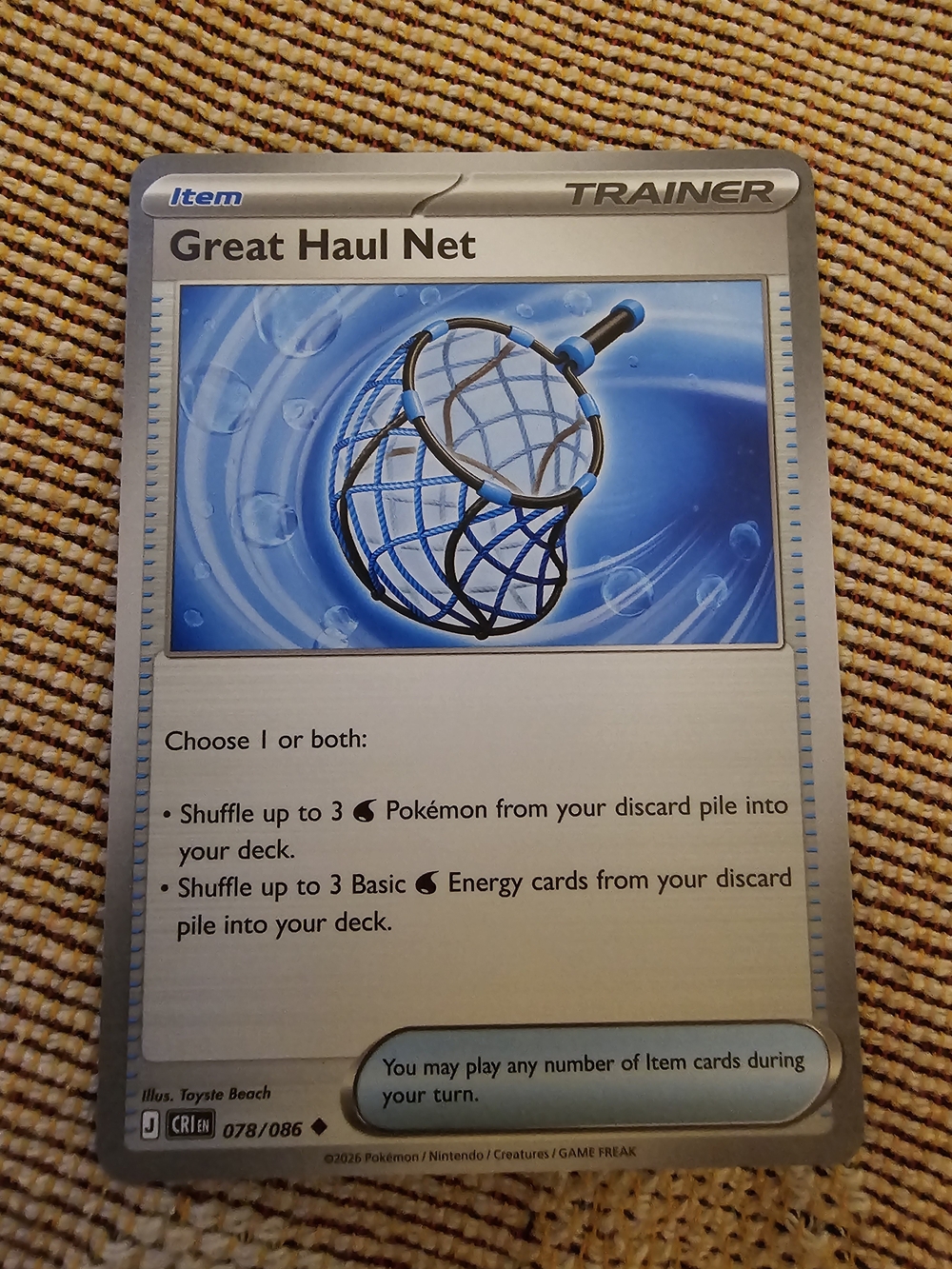 Great Haul Net Trainer-Item card (078/086) from the Pokémon TCG Chaos Rising set